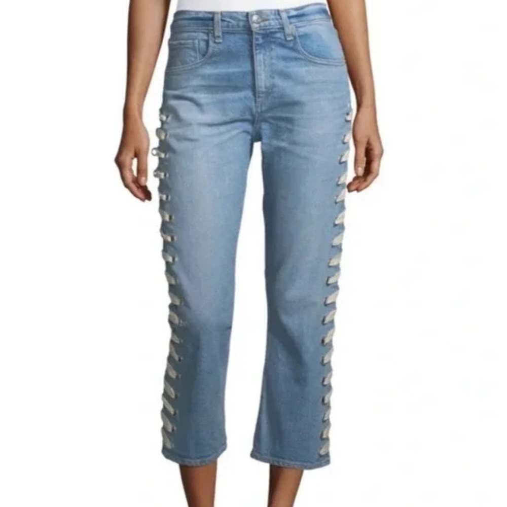 Veronica Beard Tie Up Sides Cropped Jeans